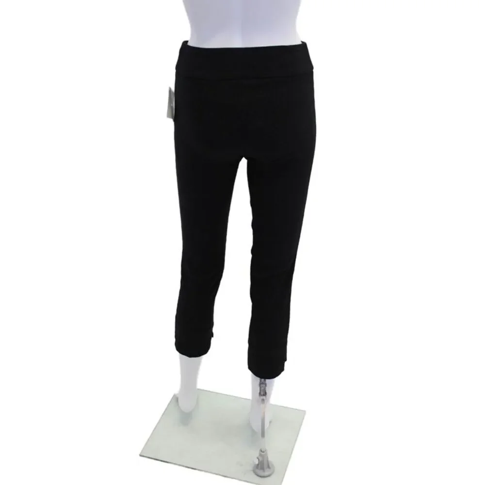 Estelle & Finn Womens Elastic Waistband Straight Leg Knit Pants Black Size 0